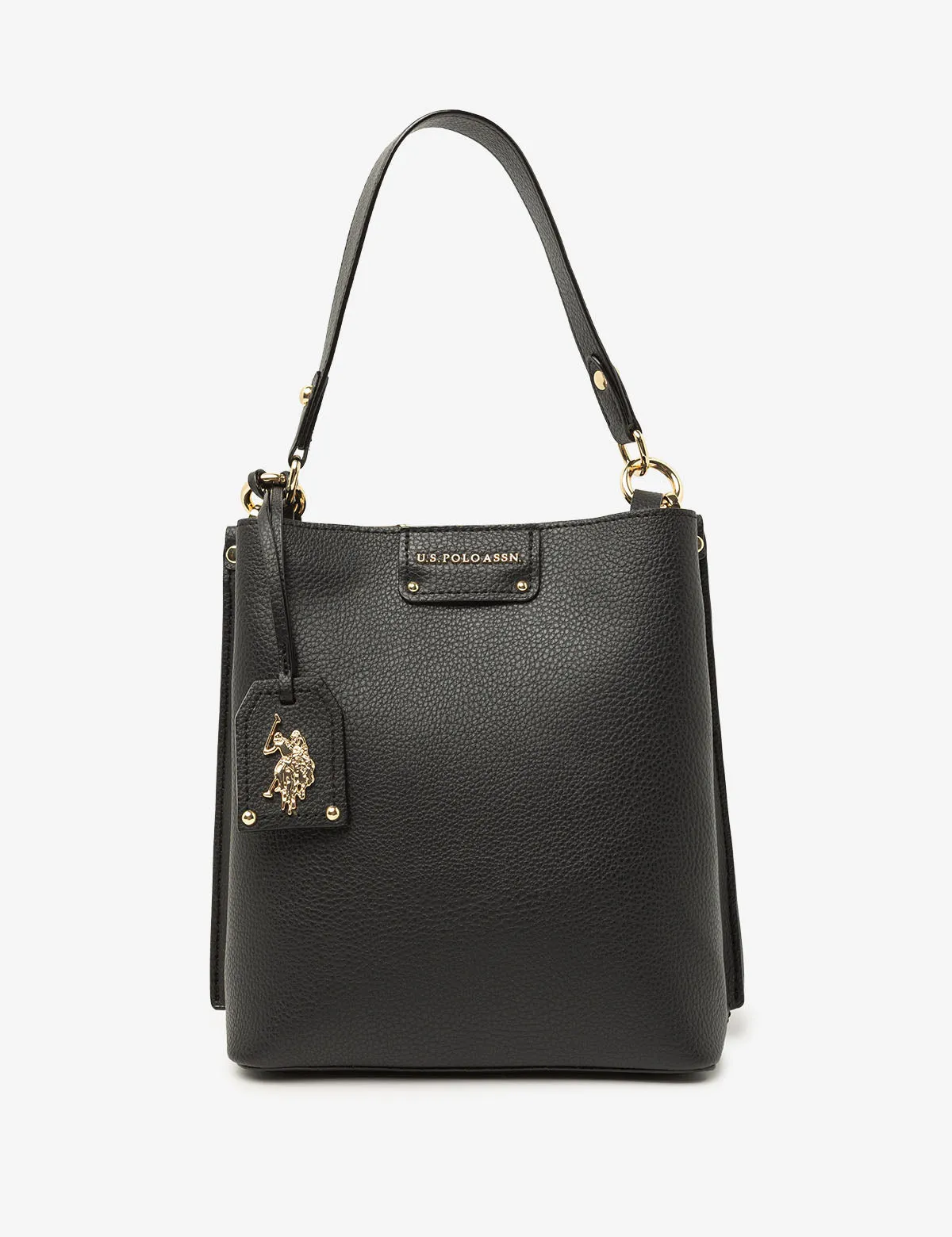SOLID BUCKET BAG WITH CROSSBODY STRAP