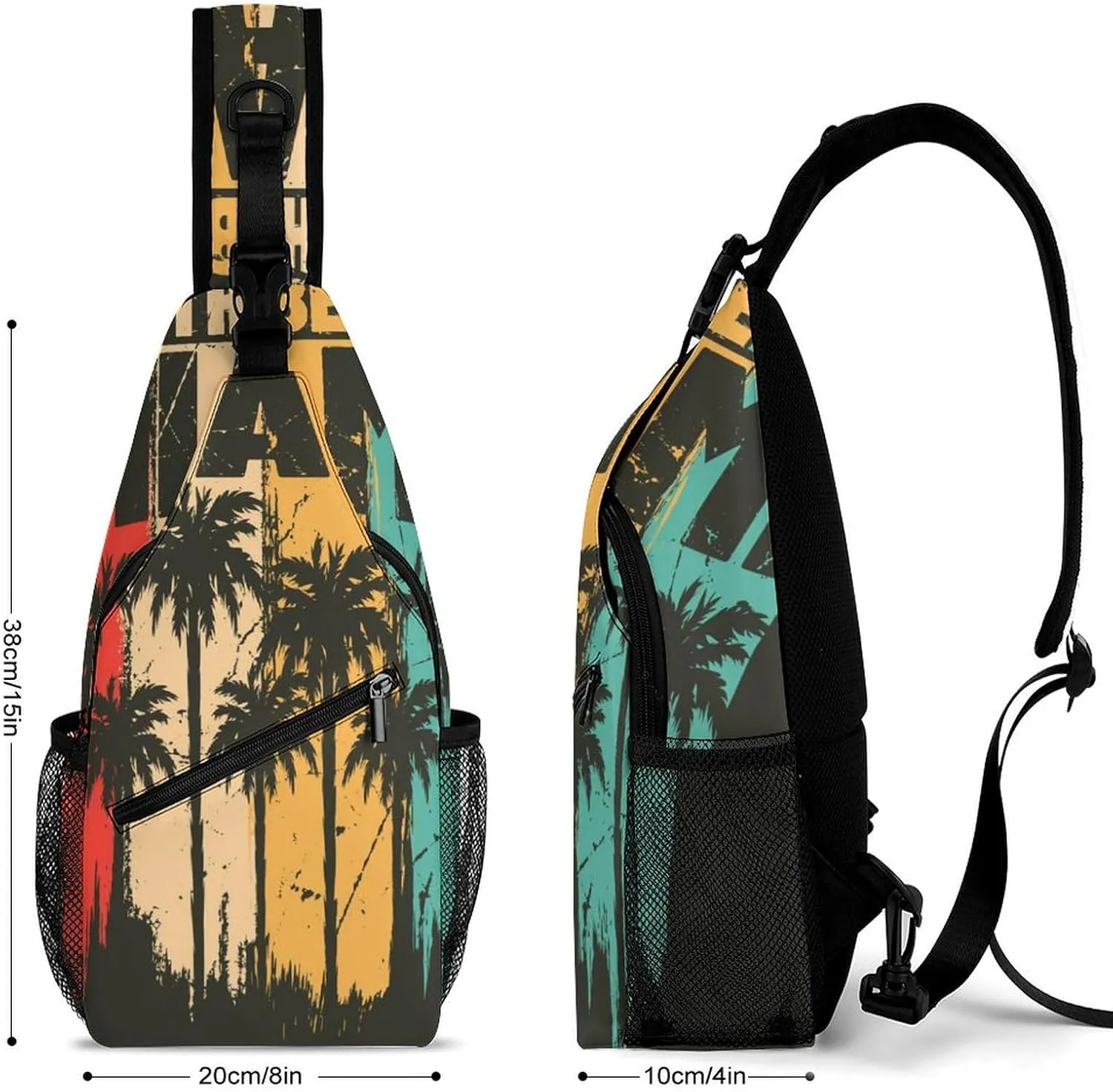 South-beach-miami Crossbody Sling Backpack, Shoulder Bag Chest Bag for Travel Sport Running