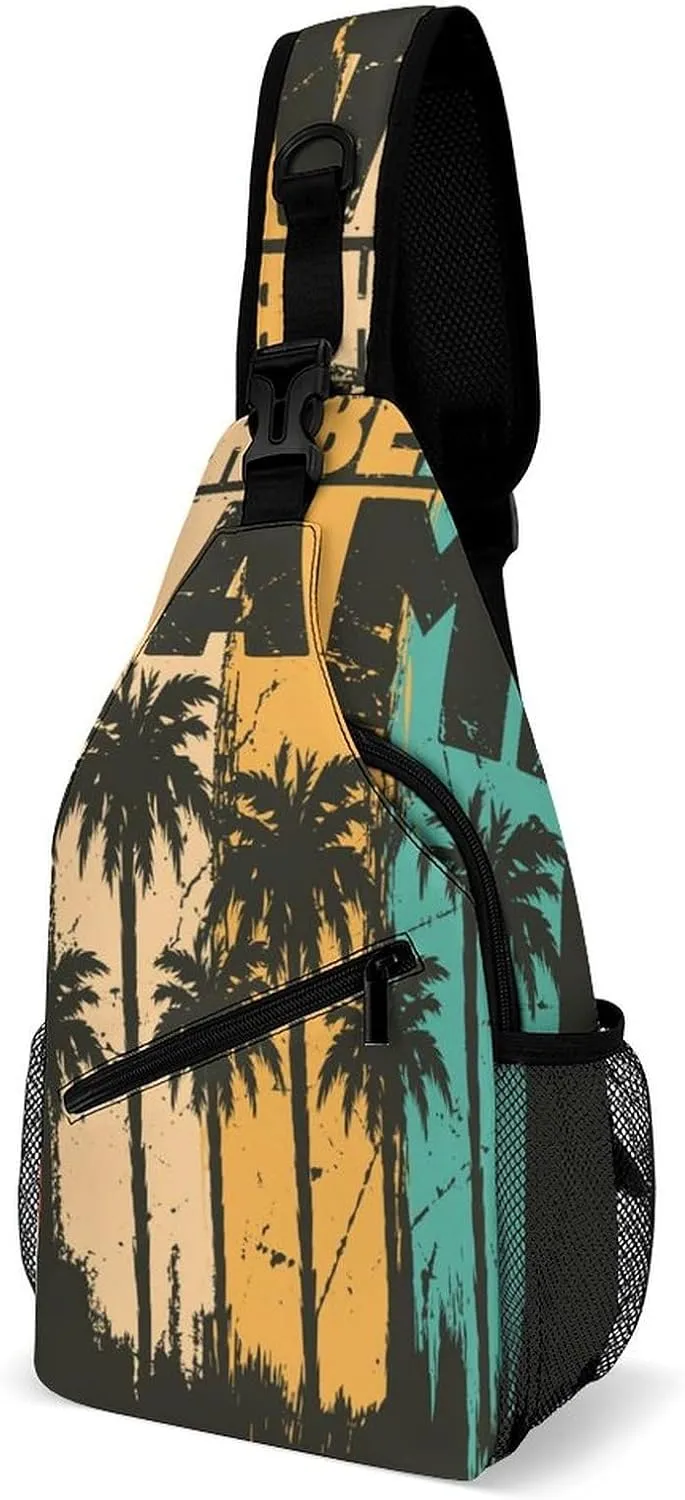 South-beach-miami Crossbody Sling Backpack, Shoulder Bag Chest Bag for Travel Sport Running