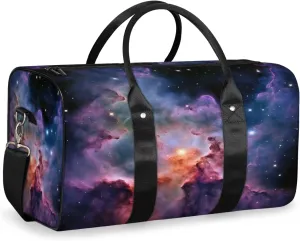 Space Travel Duffle Bag, Sports Gym Bags for Women Men, Carry On Weekender Overnight Bag, Galaxy Outer Nebula Stars Workout Hospital Airplane Trips Bag