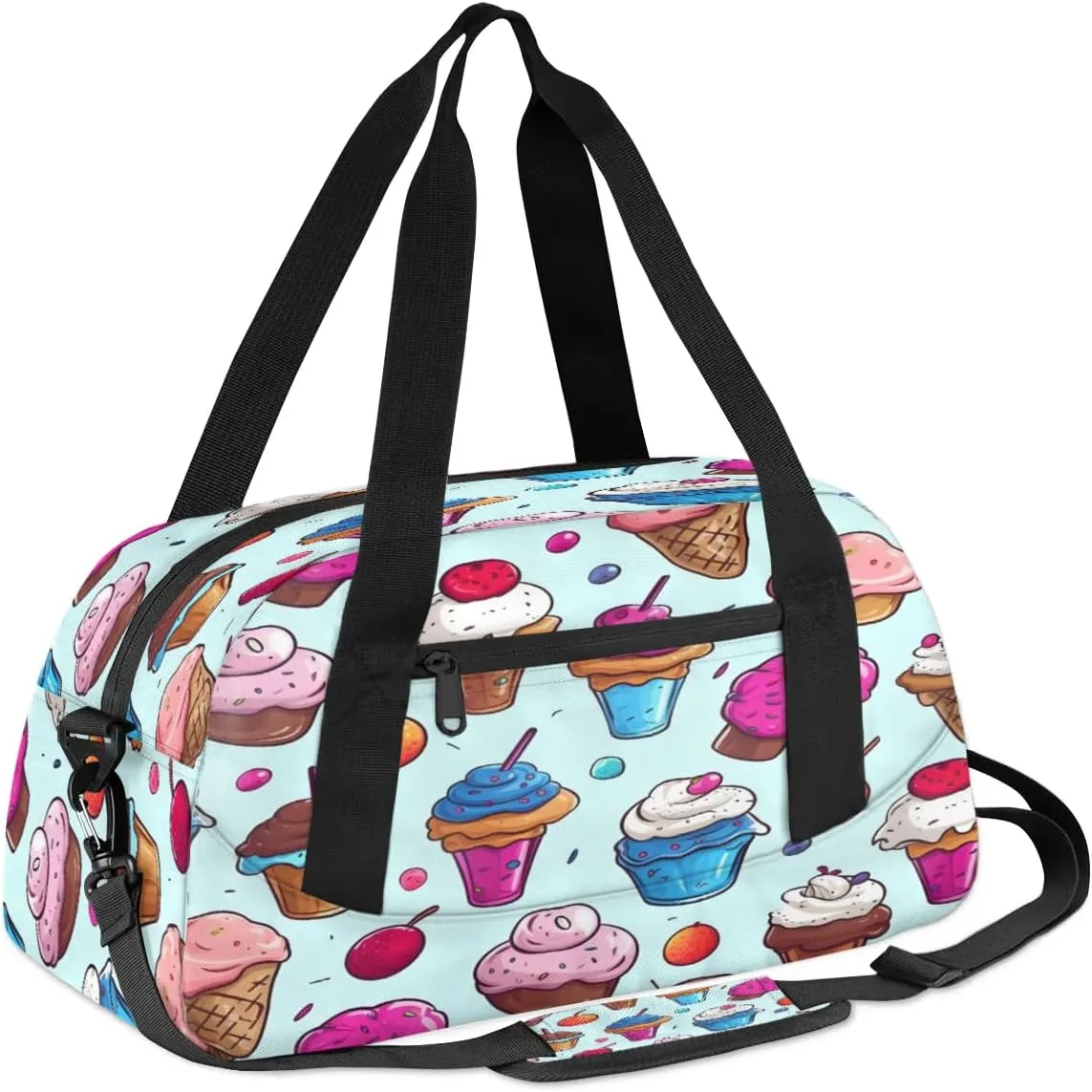 Sport Duffel Bag Sweet Ice Cream Kids Gym Bag Weekender Overnight Bags for Boys Girls Teens Carry On Workout Travel Bag