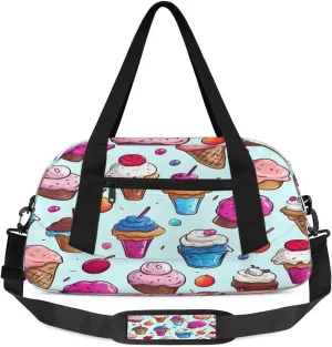 Sport Duffel Bag Sweet Ice Cream Kids Gym Bag Weekender Overnight Bags for Boys Girls Teens Carry On Workout Travel Bag
