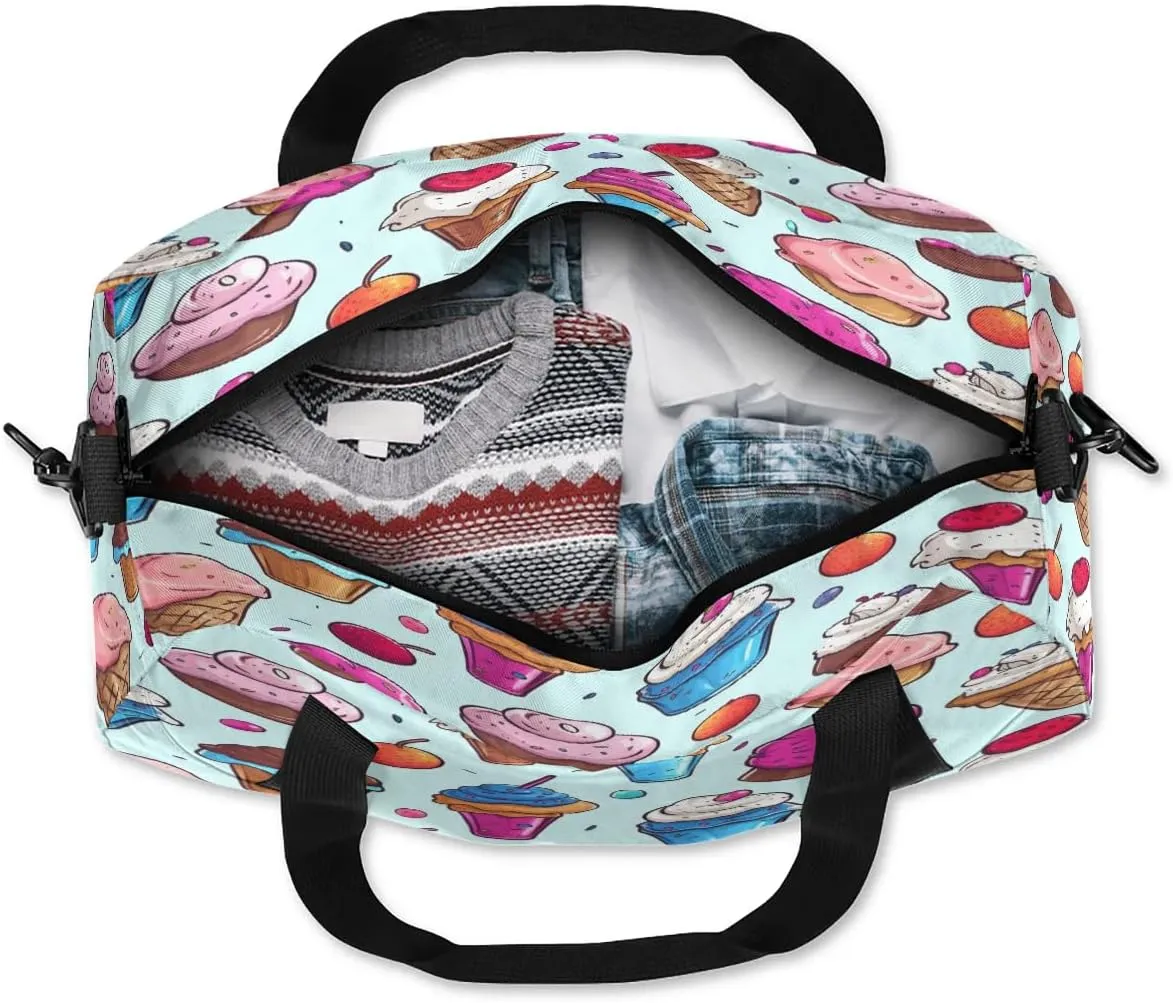 Sport Duffel Bag Sweet Ice Cream Kids Gym Bag Weekender Overnight Bags for Boys Girls Teens Carry On Workout Travel Bag