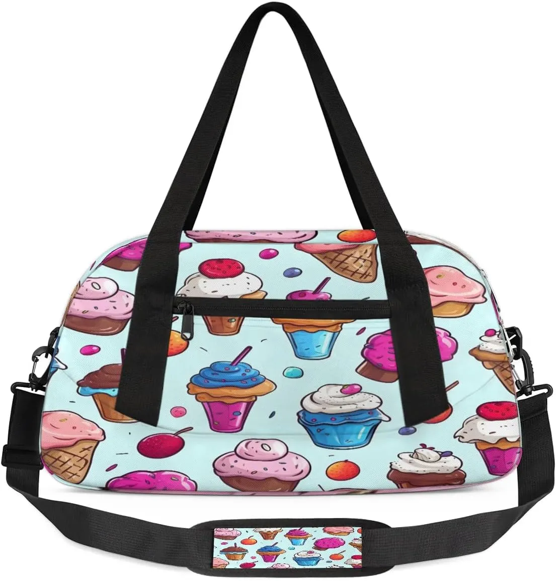 Sport Duffel Bag Sweet Ice Cream Kids Gym Bag Weekender Overnight Bags for Boys Girls Teens Carry On Workout Travel Bag