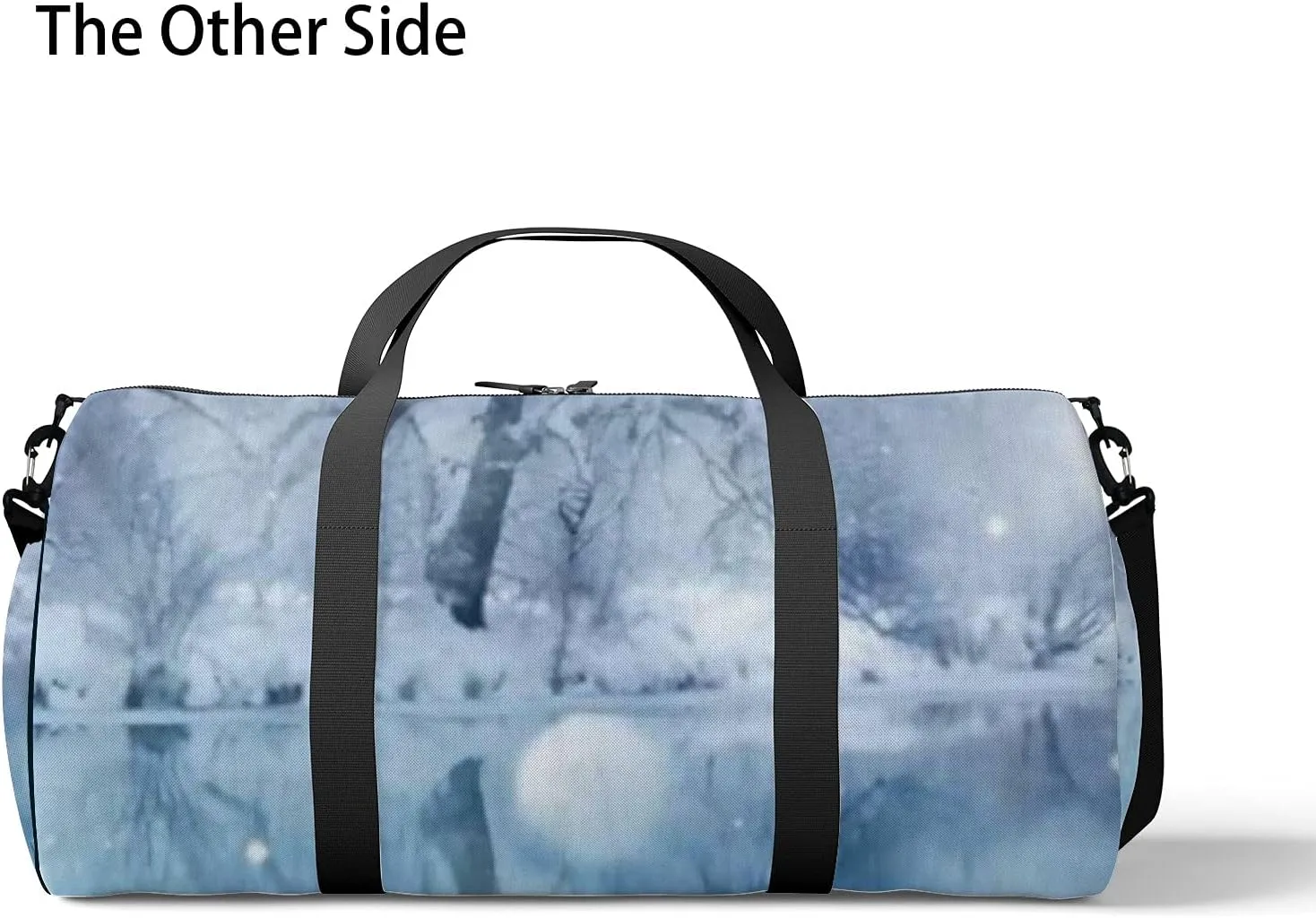 Sports Gym Bag for Women and Men Waterproof Winter River Snowfall Duffel Bag Lightweight Carryon Traveling Boarding Gripsack