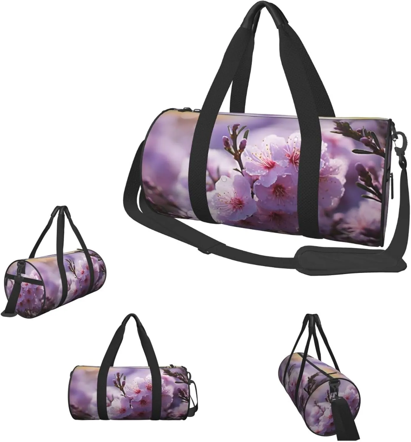 Sports Gym Bag for Women Men Travel Duffel Bag Tote Weekender Bag Carry on Overnight Bag for Travel Swimming Fitness Workout Sports Cherry Blossom Duffle Bag