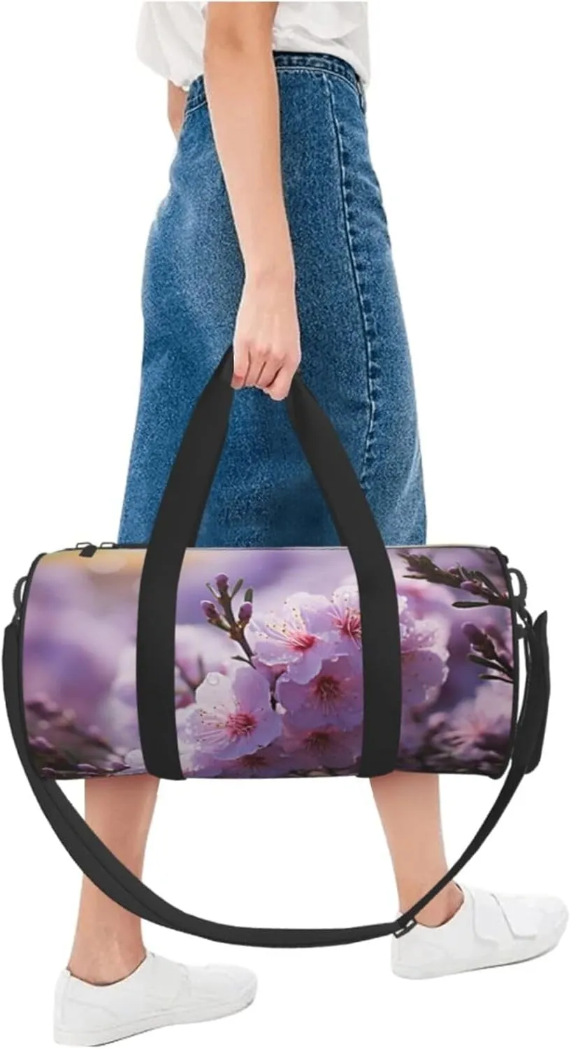 Sports Gym Bag for Women Men Travel Duffel Bag Tote Weekender Bag Carry on Overnight Bag for Travel Swimming Fitness Workout Sports Cherry Blossom Duffle Bag