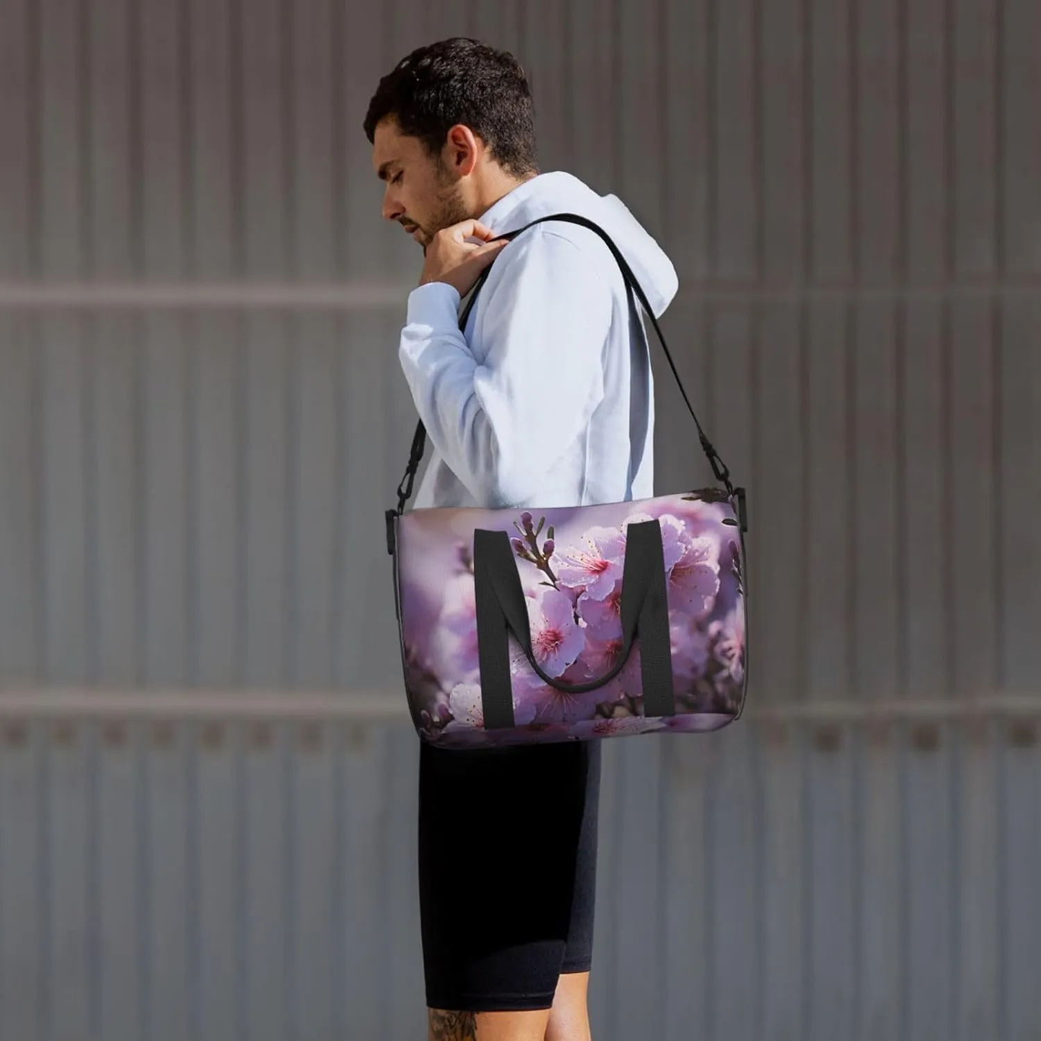 Sports Gym Bag for Women Men Travel Duffel Bag Tote Weekender Bag Carry on Overnight Bag for Travel Swimming Fitness Workout Sports Cherry Blossom Duffle Bag