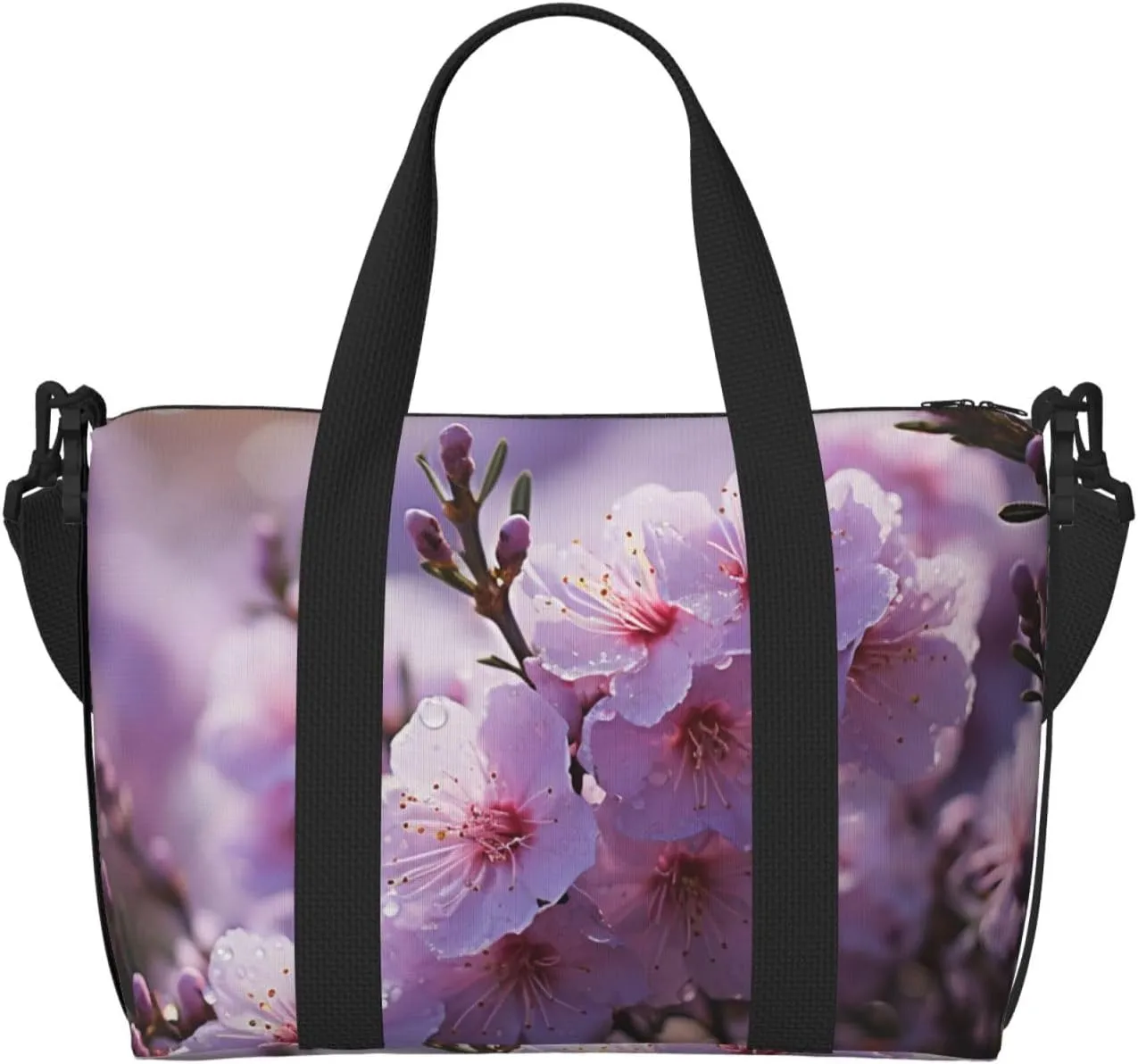 Sports Gym Bag for Women Men Travel Duffel Bag Tote Weekender Bag Carry on Overnight Bag for Travel Swimming Fitness Workout Sports Cherry Blossom Duffle Bag