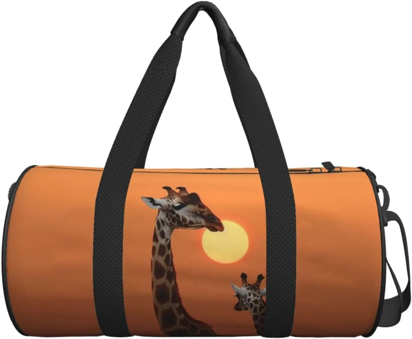 Sports Gym Bag for Women Men Travel Duffel Bag Tote Weekender Bag Carry on Overnight Bag for Travel Swimming Fitness Workout Sports Giraffe at sunset Duffle Bag