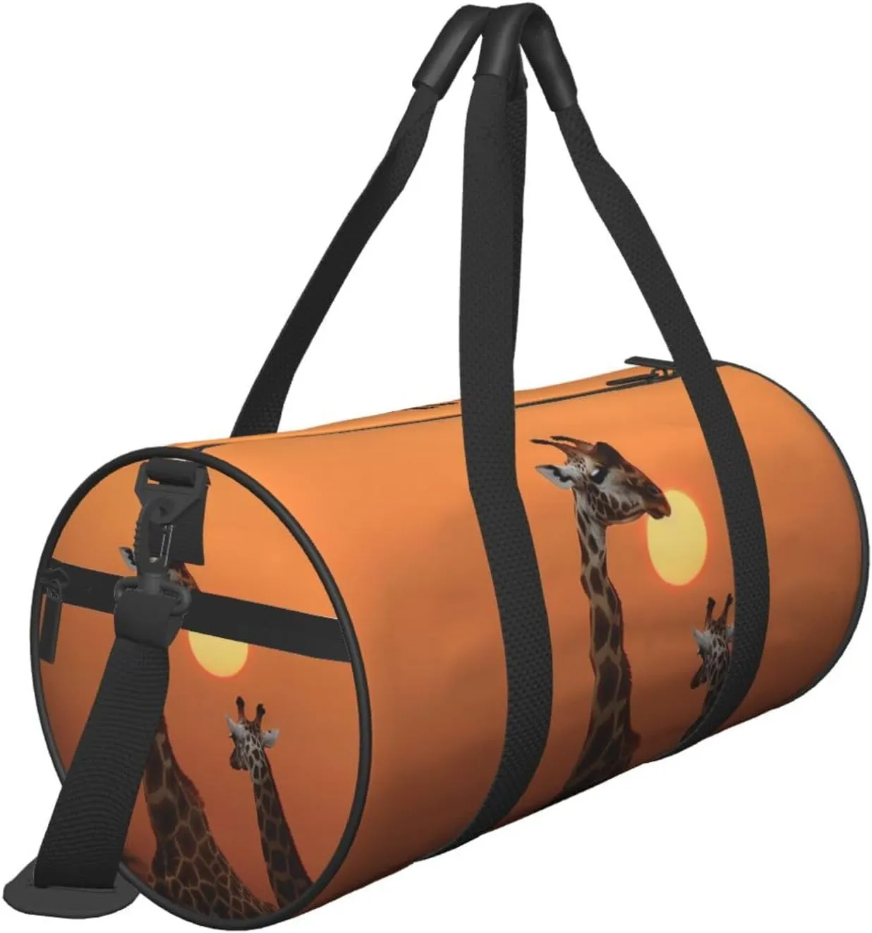 Sports Gym Bag for Women Men Travel Duffel Bag Tote Weekender Bag Carry on Overnight Bag for Travel Swimming Fitness Workout Sports Giraffe at sunset Duffle Bag