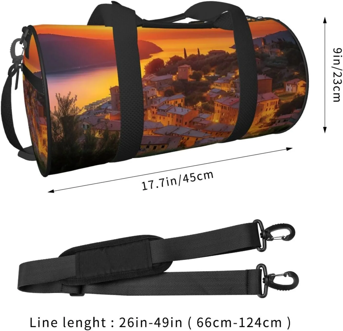 Sports Gym Bag for Women Men Travel Duffel Bag Tote Weekender Bag Carry on Overnight Bag for Travel Swimming Fitness Workout Sports Italian Sunset Duffle Bag