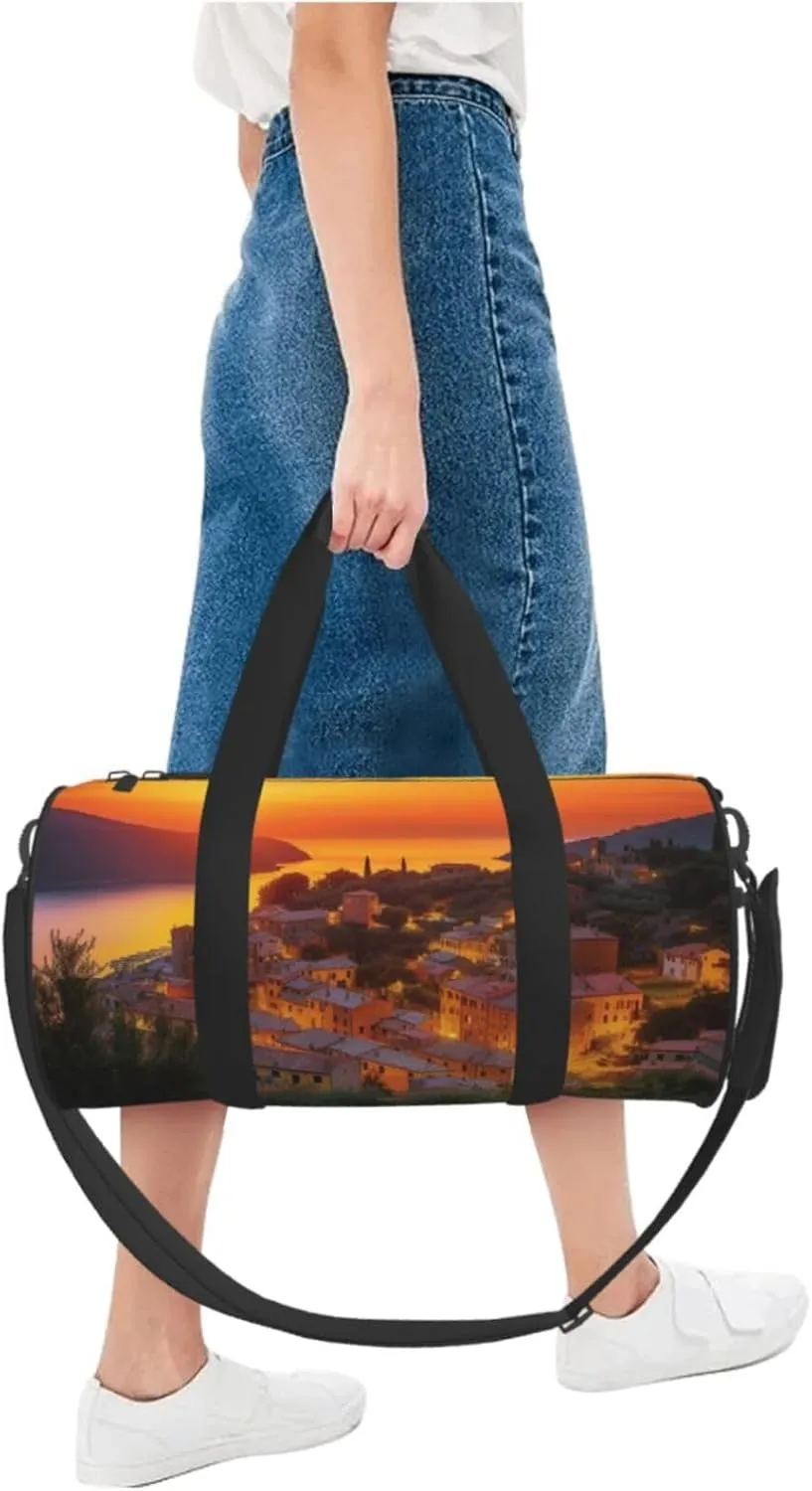 Sports Gym Bag for Women Men Travel Duffel Bag Tote Weekender Bag Carry on Overnight Bag for Travel Swimming Fitness Workout Sports Italian Sunset Duffle Bag