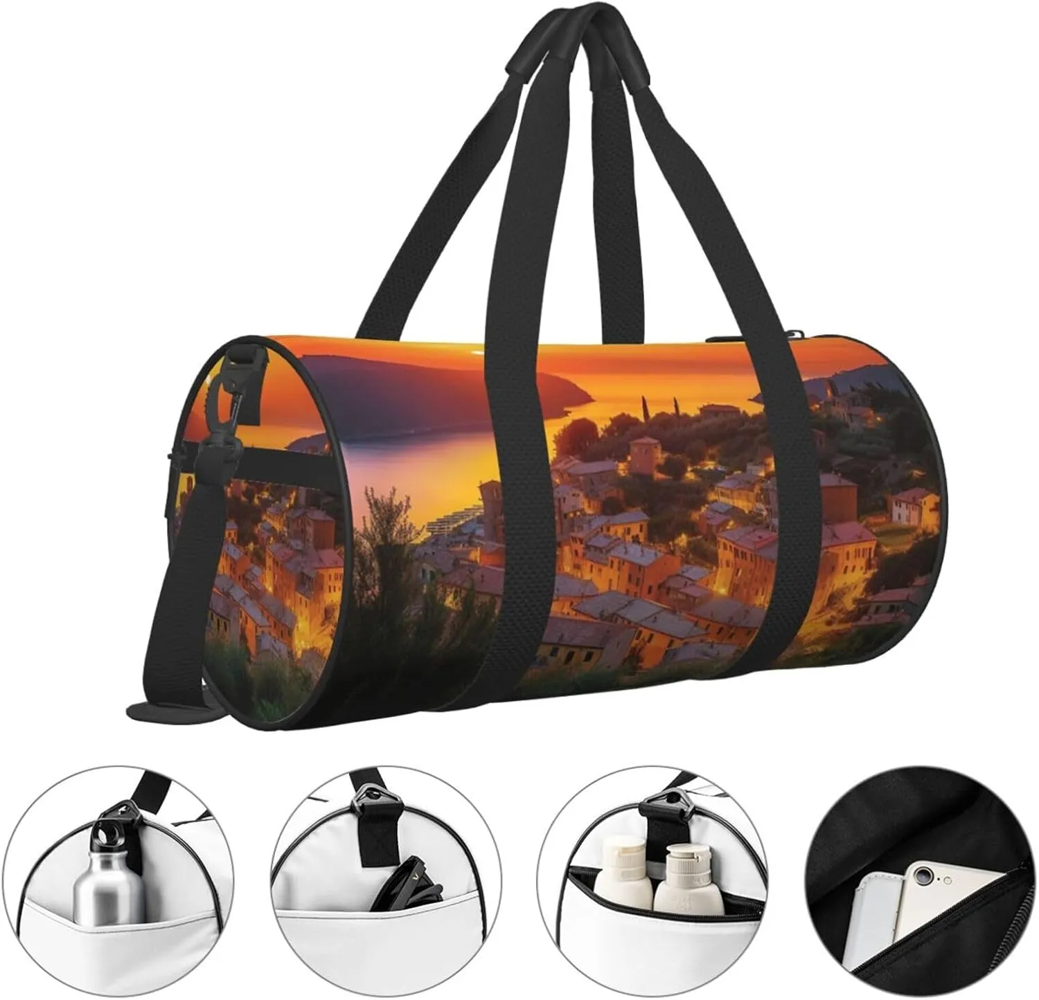 Sports Gym Bag for Women Men Travel Duffel Bag Tote Weekender Bag Carry on Overnight Bag for Travel Swimming Fitness Workout Sports Italian Sunset Duffle Bag
