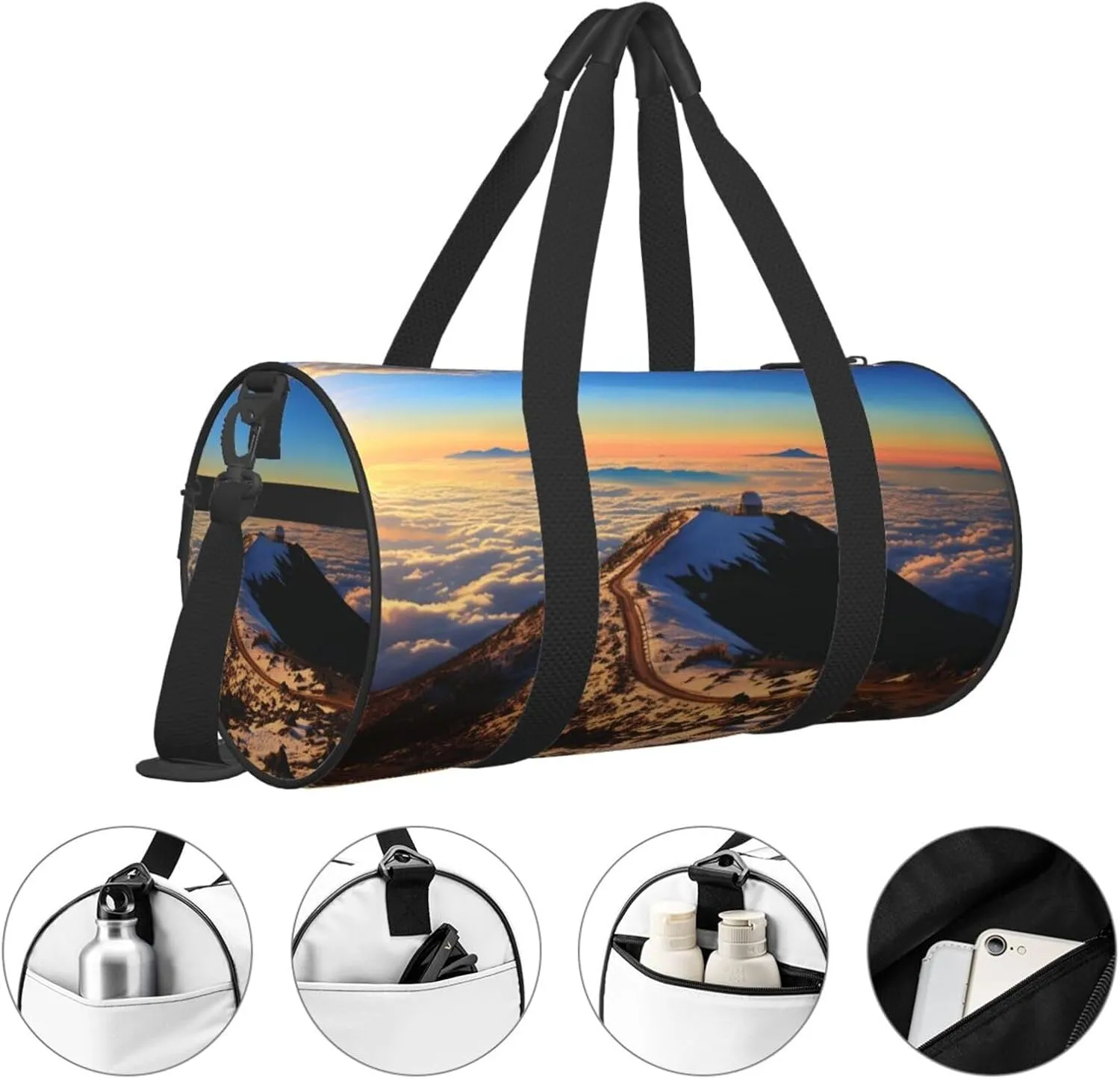 Sports Gym Bag for Women Men Travel Duffel Bag Tote Weekender Bag Carry on Overnight Bag for Travel Swimming Fitness Workout Sports Mauna Kea Summit Sunset Duffle Bag