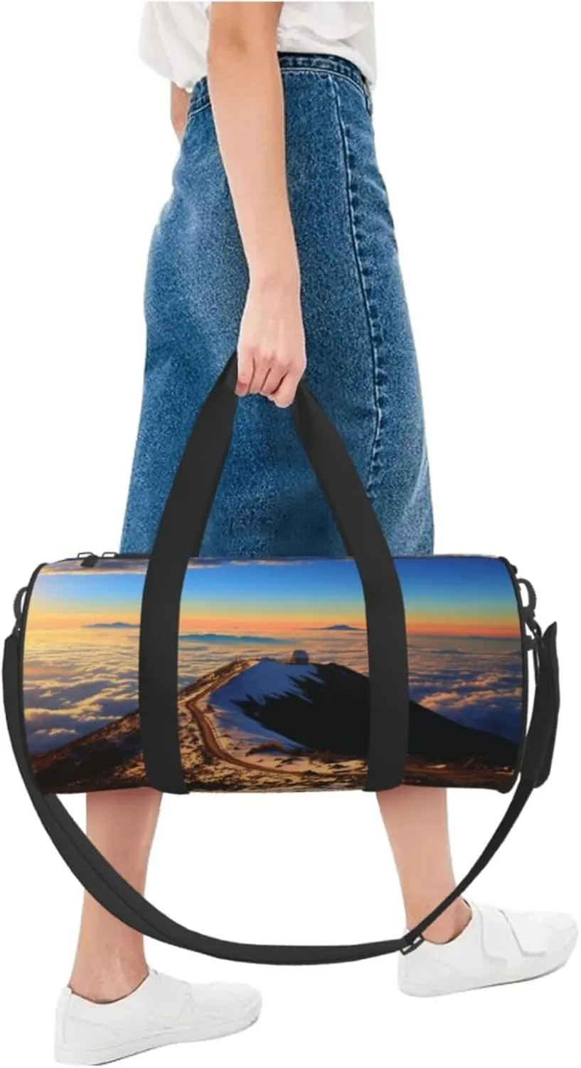 Sports Gym Bag for Women Men Travel Duffel Bag Tote Weekender Bag Carry on Overnight Bag for Travel Swimming Fitness Workout Sports Mauna Kea Summit Sunset Duffle Bag