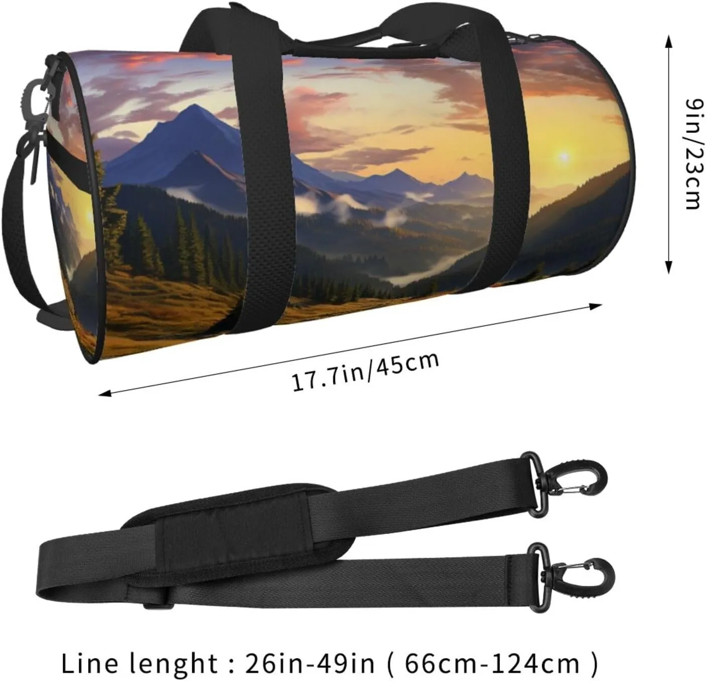 Sports Gym Bag for Women Men Travel Duffel Bag Tote Weekender Bag Carry on Overnight Bag for Travel Swimming Fitness Workout Sports Mountain Sunset Landscape Duffle Bag