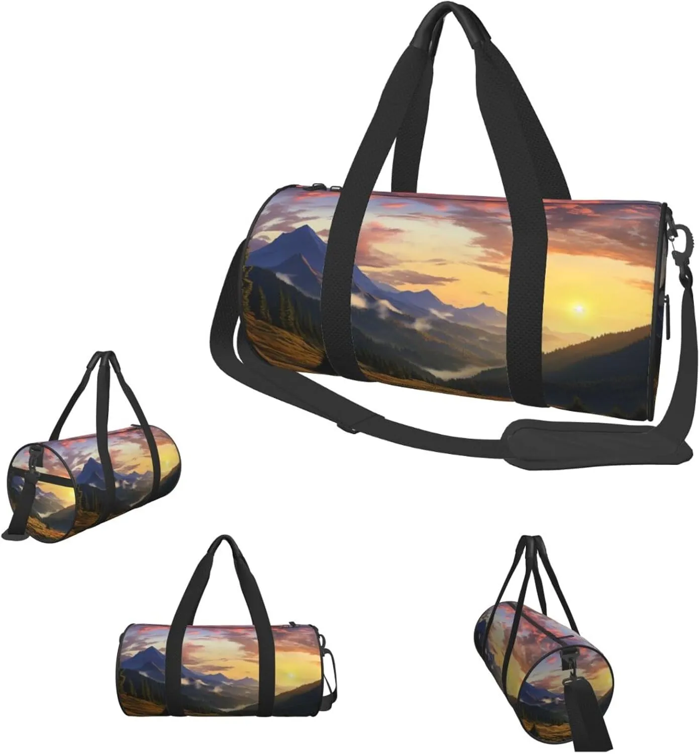 Sports Gym Bag for Women Men Travel Duffel Bag Tote Weekender Bag Carry on Overnight Bag for Travel Swimming Fitness Workout Sports Mountain Sunset Landscape Duffle Bag