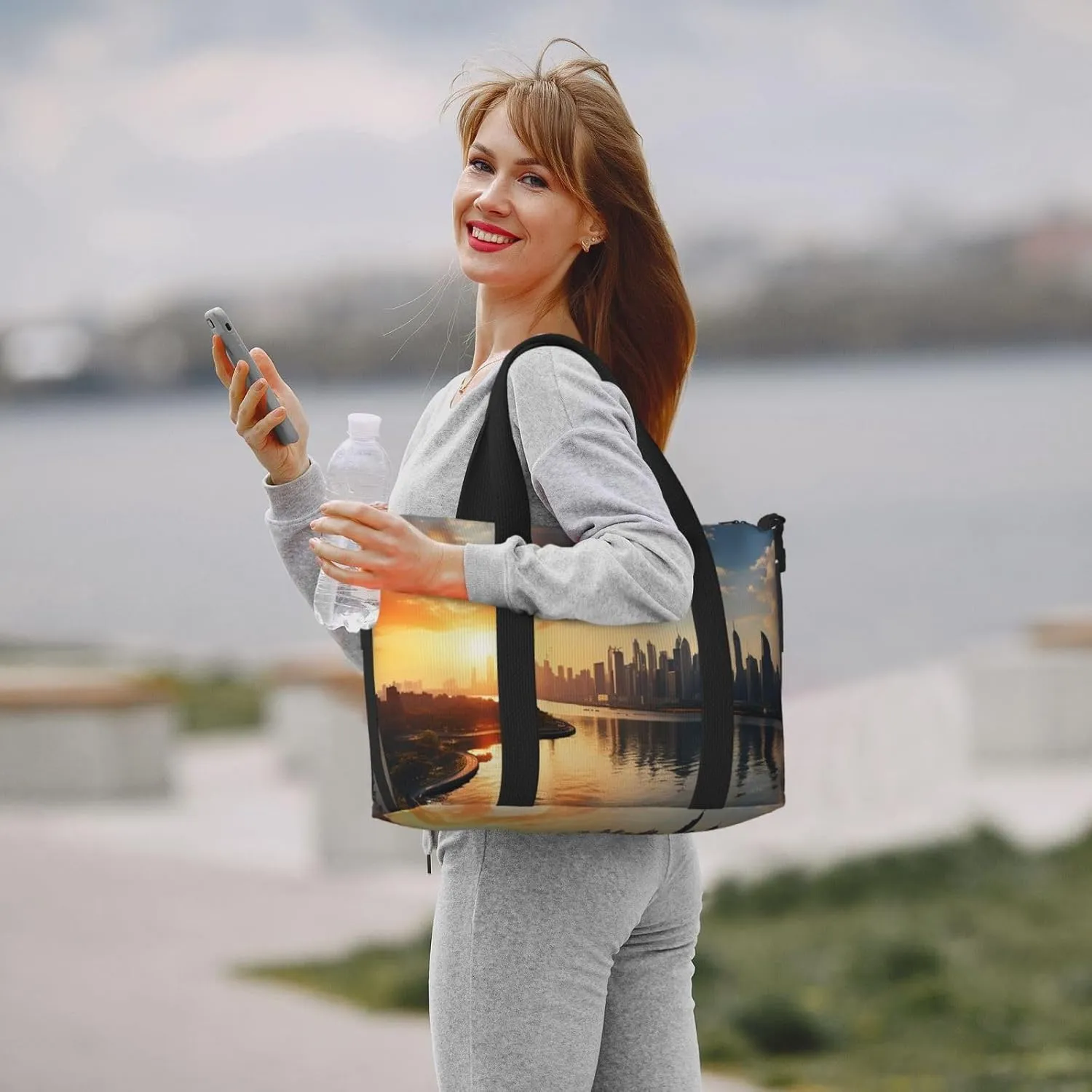 Sports Gym Bag for Women Men Travel Duffel Bag Tote Weekender Bag Carry on Overnight Bag for Travel Swimming Fitness Workout Sports New York in the sunset Duffle Bag