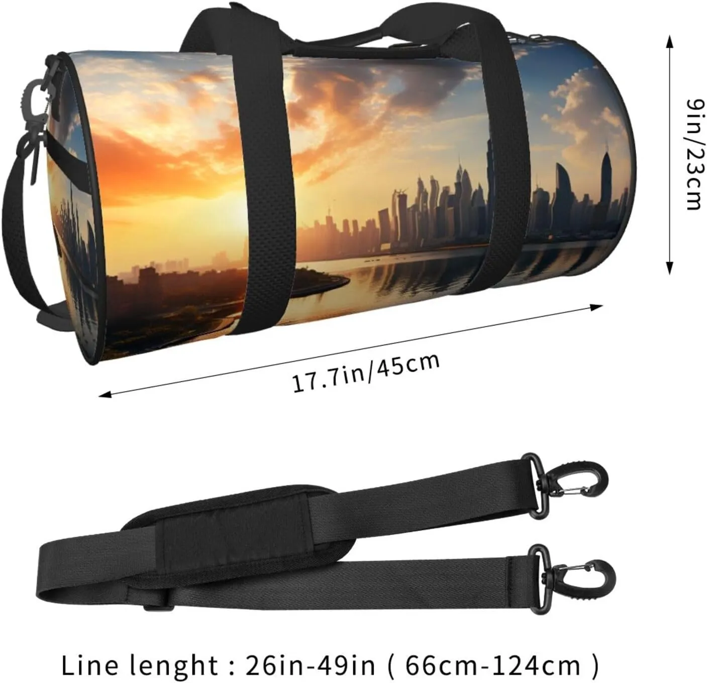 Sports Gym Bag for Women Men Travel Duffel Bag Tote Weekender Bag Carry on Overnight Bag for Travel Swimming Fitness Workout Sports New York in the sunset Duffle Bag