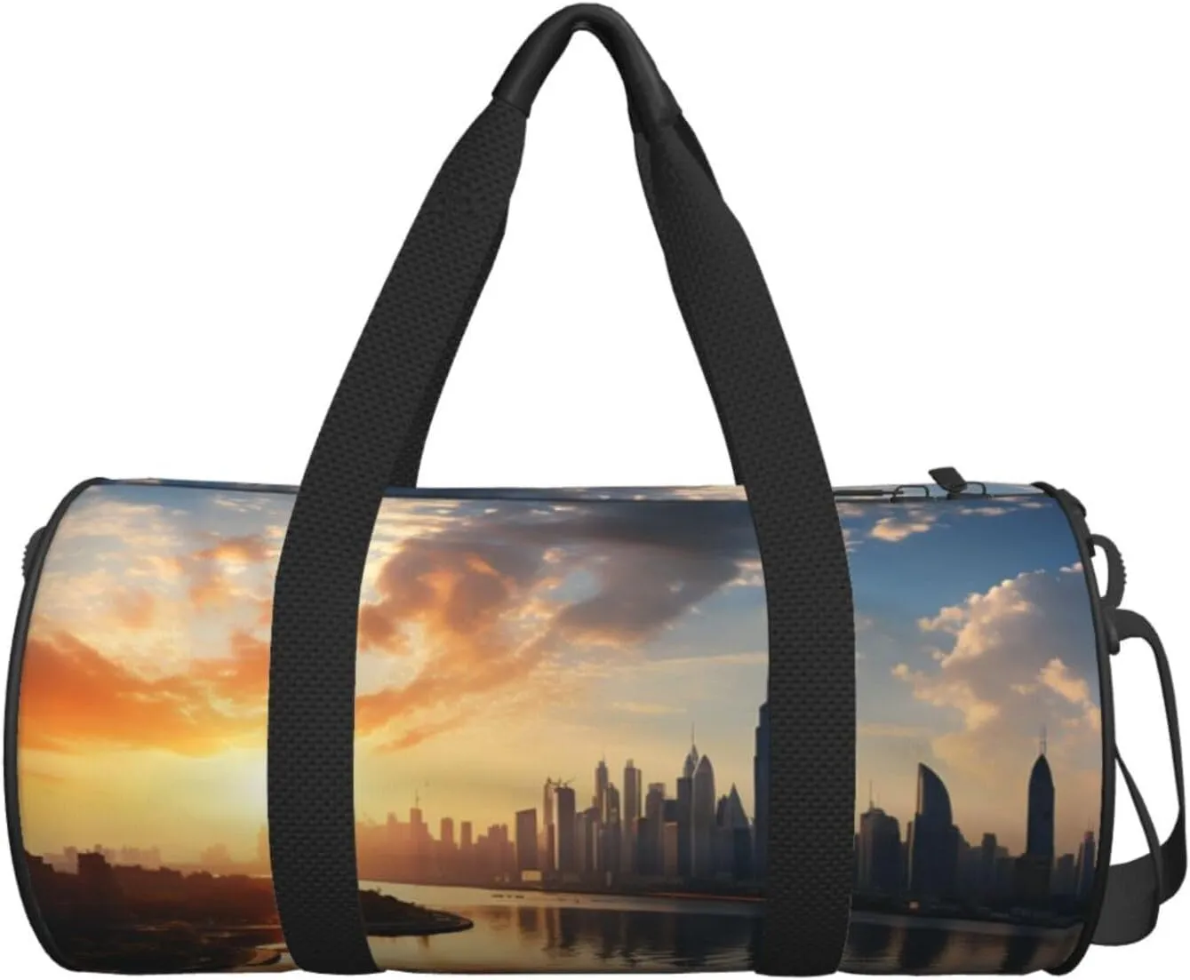 Sports Gym Bag for Women Men Travel Duffel Bag Tote Weekender Bag Carry on Overnight Bag for Travel Swimming Fitness Workout Sports New York in the sunset Duffle Bag