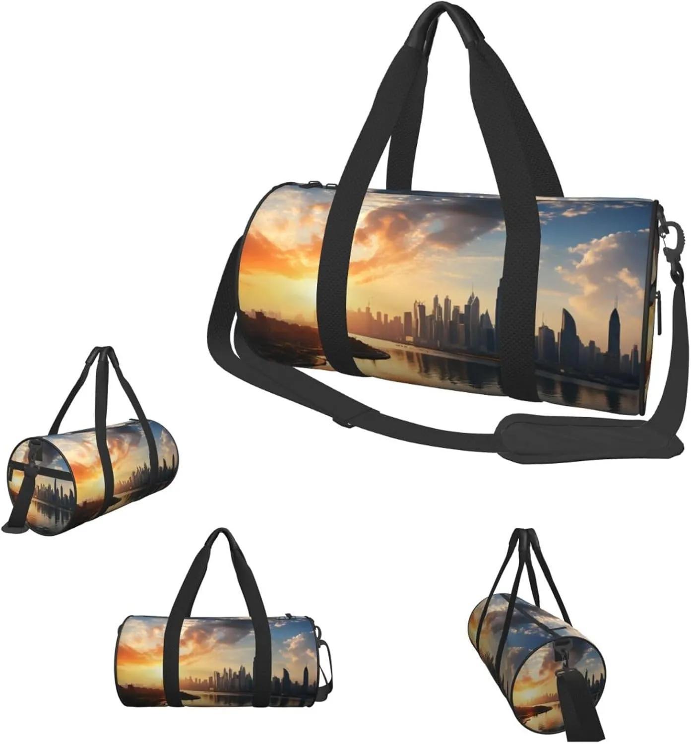 Sports Gym Bag for Women Men Travel Duffel Bag Tote Weekender Bag Carry on Overnight Bag for Travel Swimming Fitness Workout Sports New York in the sunset Duffle Bag