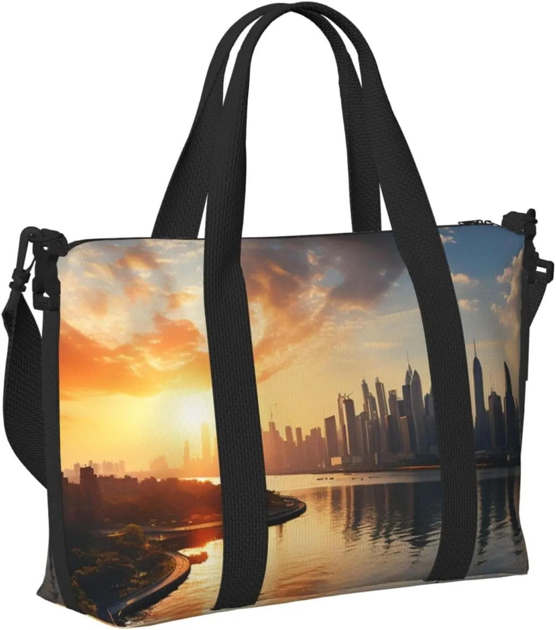 Sports Gym Bag for Women Men Travel Duffel Bag Tote Weekender Bag Carry on Overnight Bag for Travel Swimming Fitness Workout Sports New York in the sunset Duffle Bag