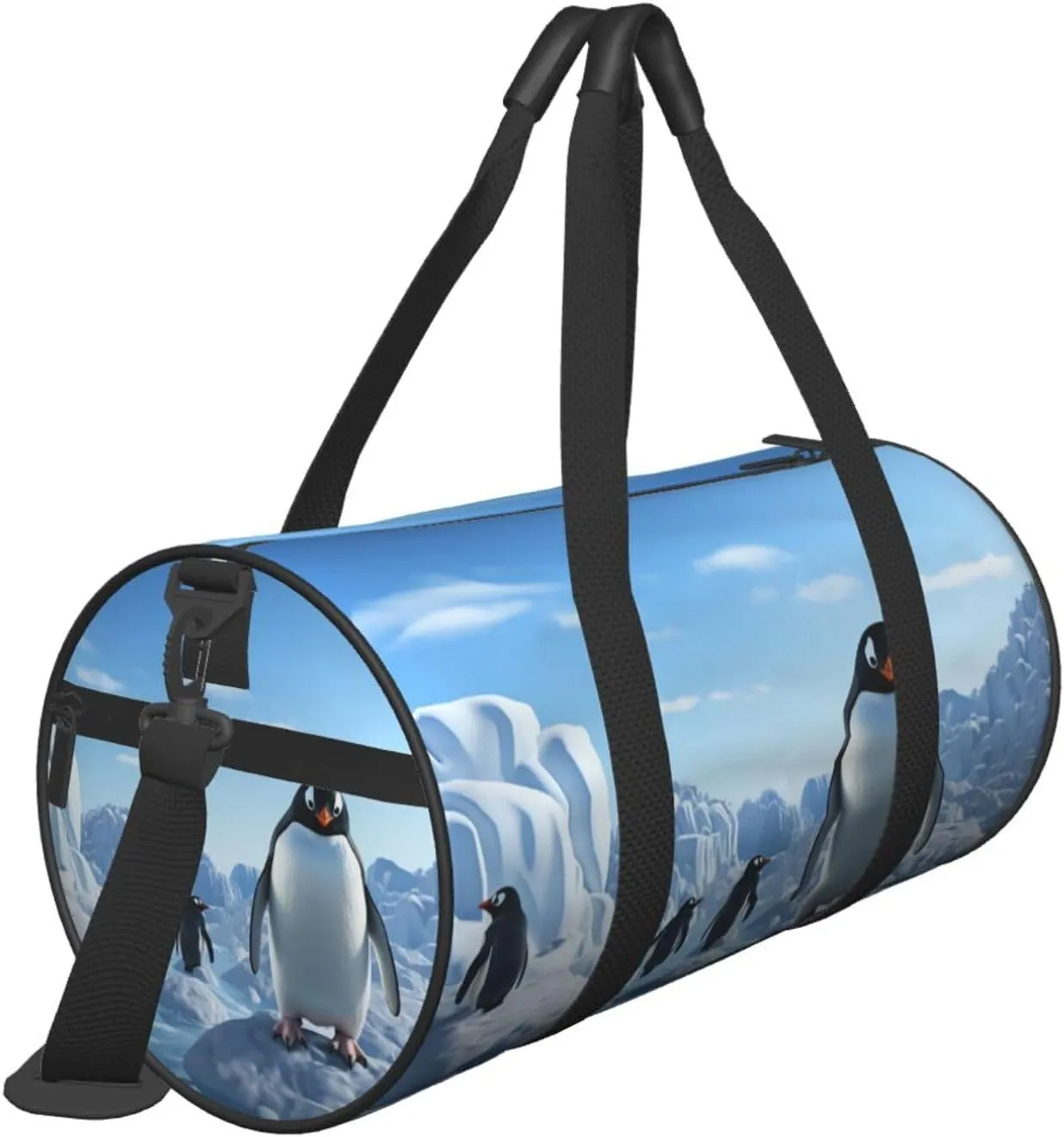Sports Gym Bag for Women Men Travel Duffel Bag Tote Weekender Bag Carry on Overnight Bag for Travel Swimming Fitness Workout Sports Penguin Antarctica Ice Duffle Bag