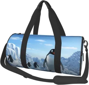 Sports Gym Bag for Women Men Travel Duffel Bag Tote Weekender Bag Carry on Overnight Bag for Travel Swimming Fitness Workout Sports Penguin Antarctica Ice Duffle Bag