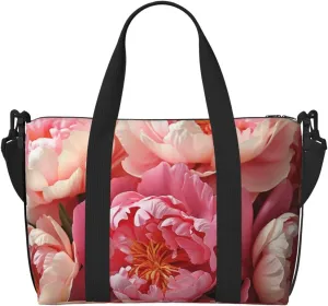 Sports Gym Bag for Women Men Travel Duffel Bag Tote Weekender Bag Carry on Overnight Bag for Travel Swimming Fitness Workout Sports Peony flowers blossom Duffle Bag