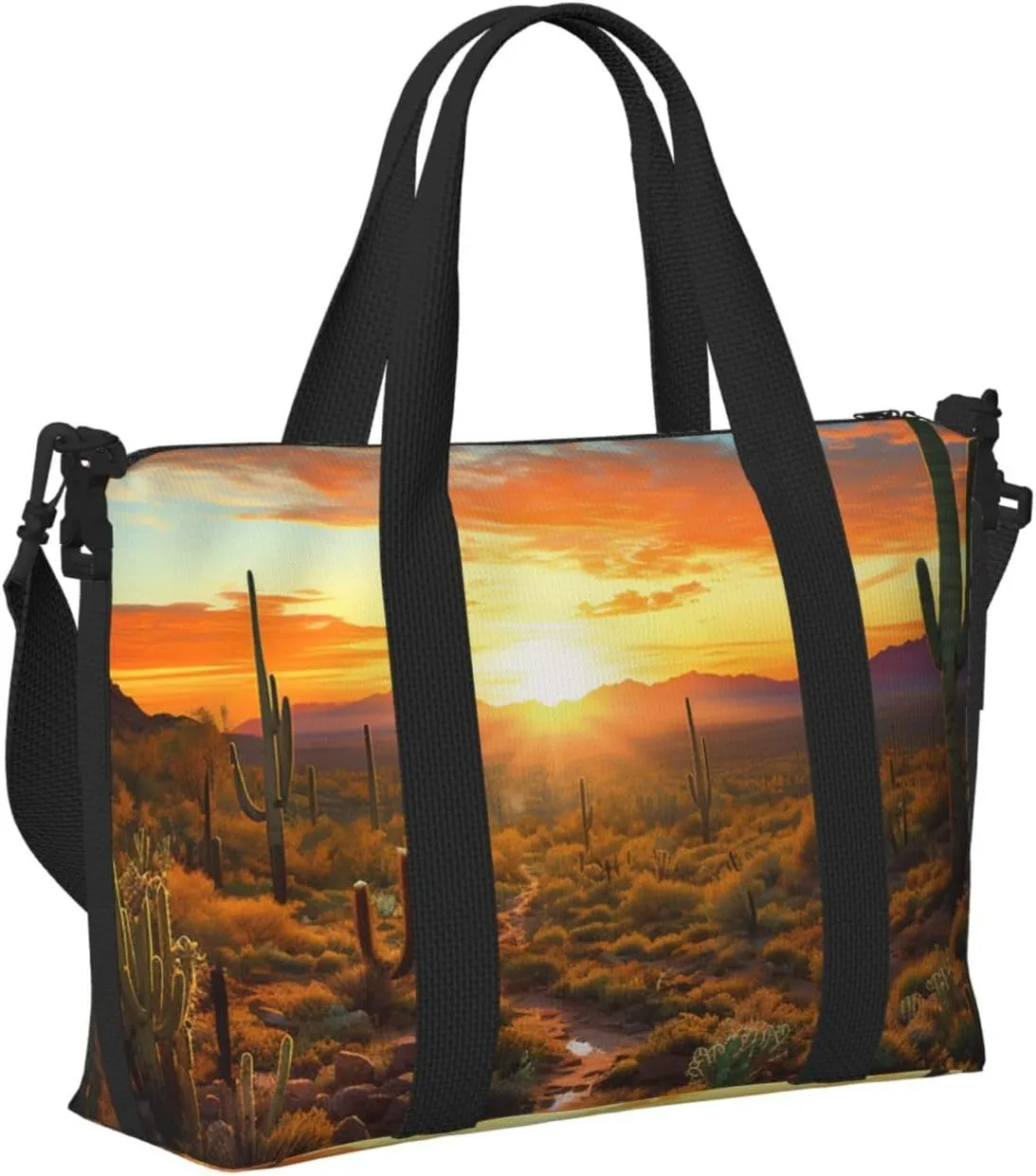 Sports Gym Bag for Women Men Travel Duffel Bag Tote Weekender Bag Carry on Overnight Bag for Travel Swimming Fitness Workout Sports Saguaros at Sunset Duffle Bag