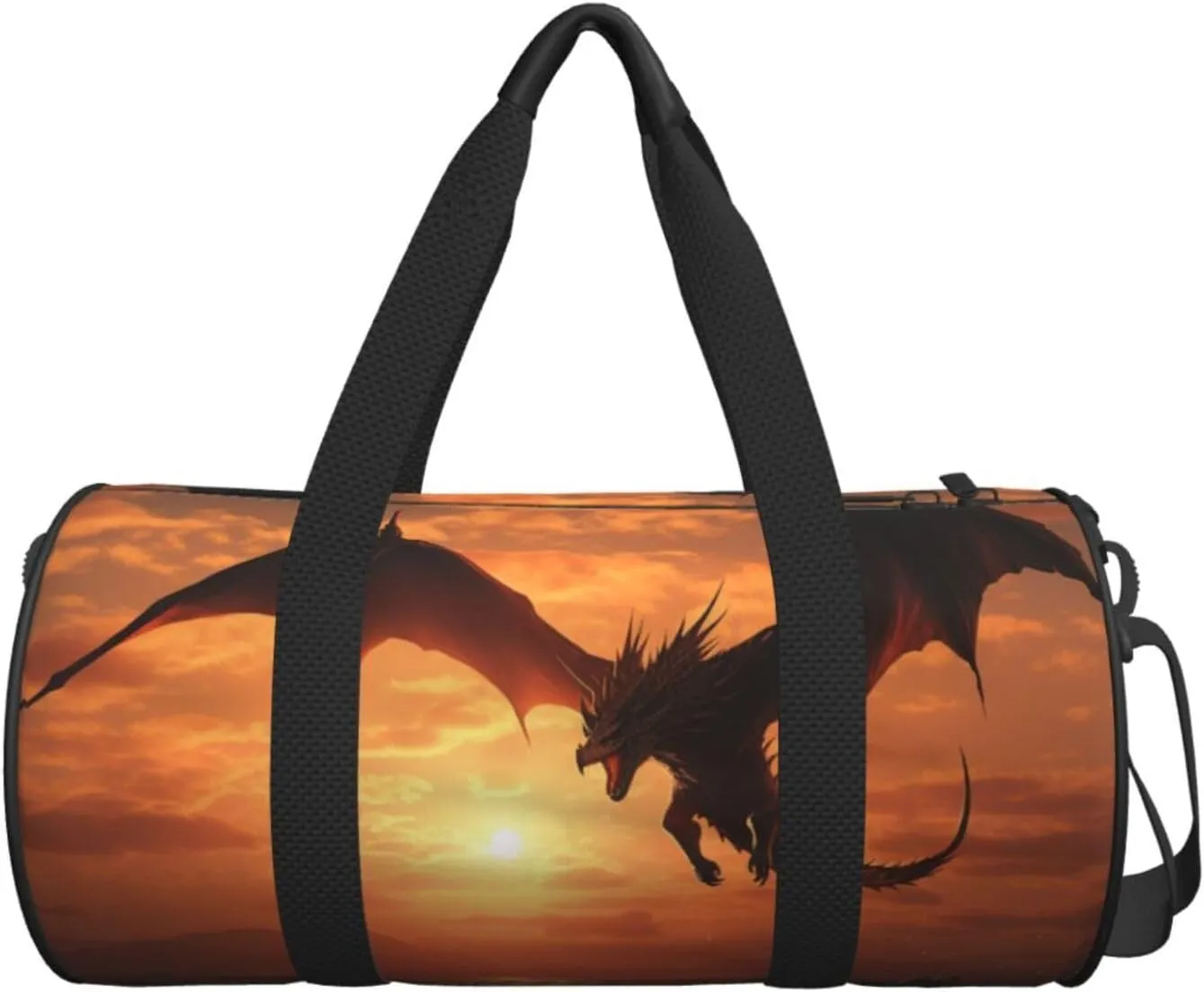 Sports Gym Bag for Women Men Travel Duffel Bag Tote Weekender Bag Carry on Overnight Bag for Travel Swimming Fitness Workout Sports Sea Sunset Flying Dragon Duffle Bag