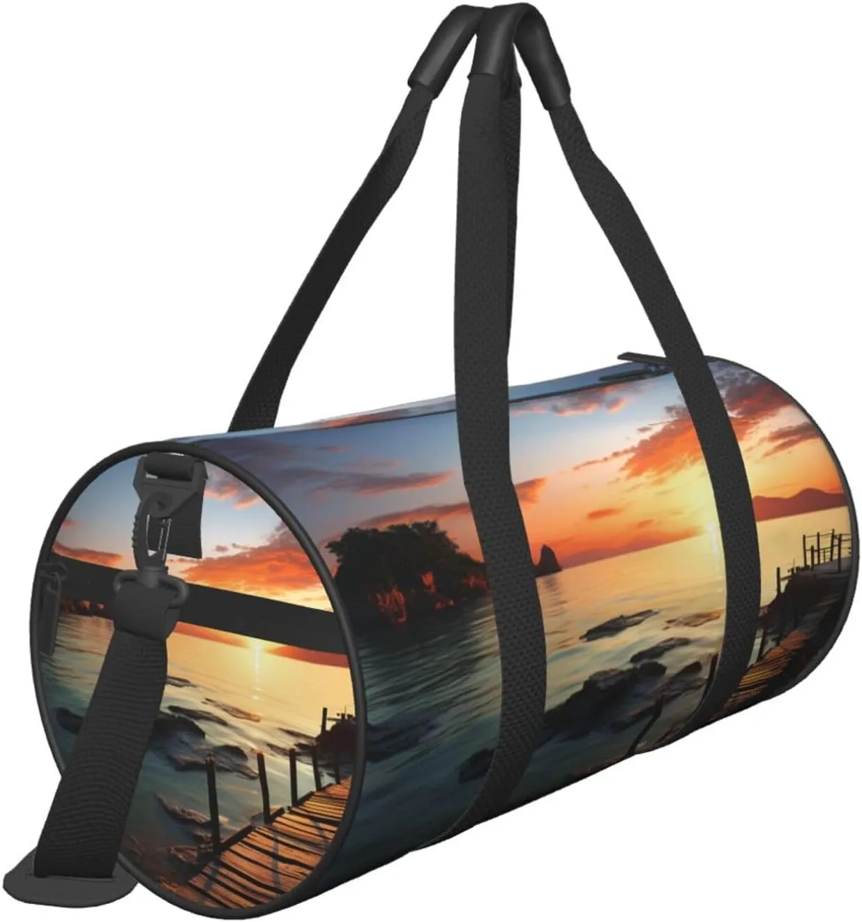 Sports Gym Bag for Women Men Travel Duffel Bag Tote Weekender Bag Carry on Overnight Bag for Travel Swimming Fitness Workout Sports Seascape Sunset Ocean Beach Duffle Bag