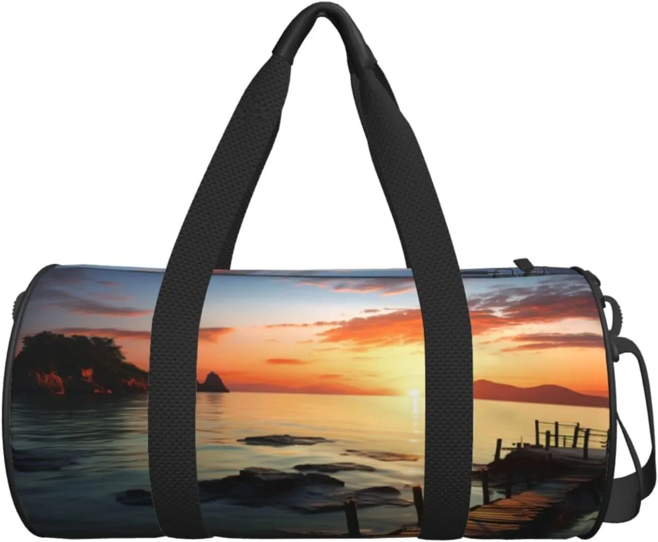 Sports Gym Bag for Women Men Travel Duffel Bag Tote Weekender Bag Carry on Overnight Bag for Travel Swimming Fitness Workout Sports Seascape Sunset Ocean Beach Duffle Bag