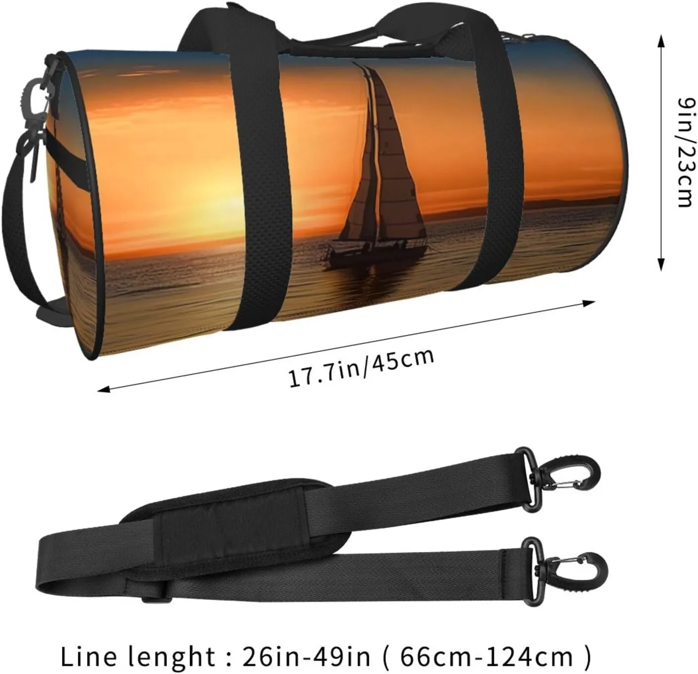 Sports Gym Bag for Women Men Travel Duffel Bag Tote Weekender Bag Carry on Overnight Bag for Travel Swimming Fitness Workout Sports Sunset Beach Sailboat Duffle Bag