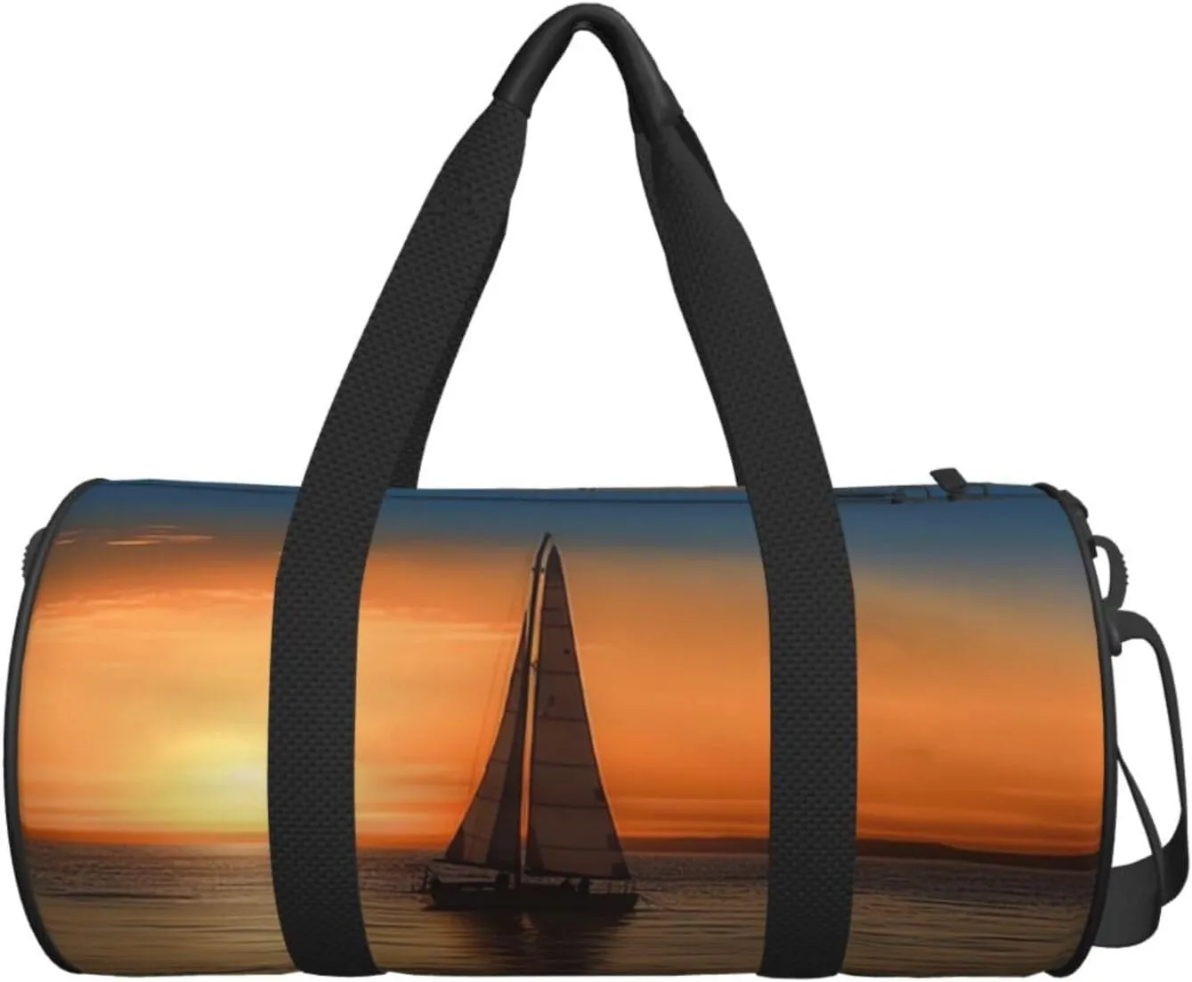 Sports Gym Bag for Women Men Travel Duffel Bag Tote Weekender Bag Carry on Overnight Bag for Travel Swimming Fitness Workout Sports Sunset Beach Sailboat Duffle Bag