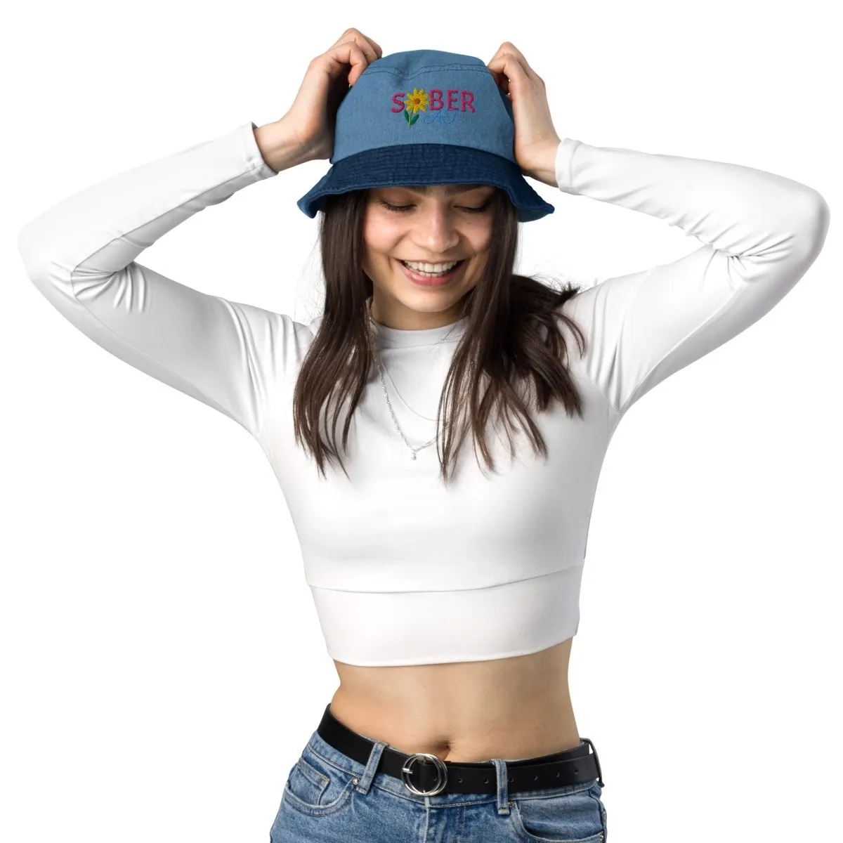 Spring Blossom Denim SOBER AF Bucket Hat