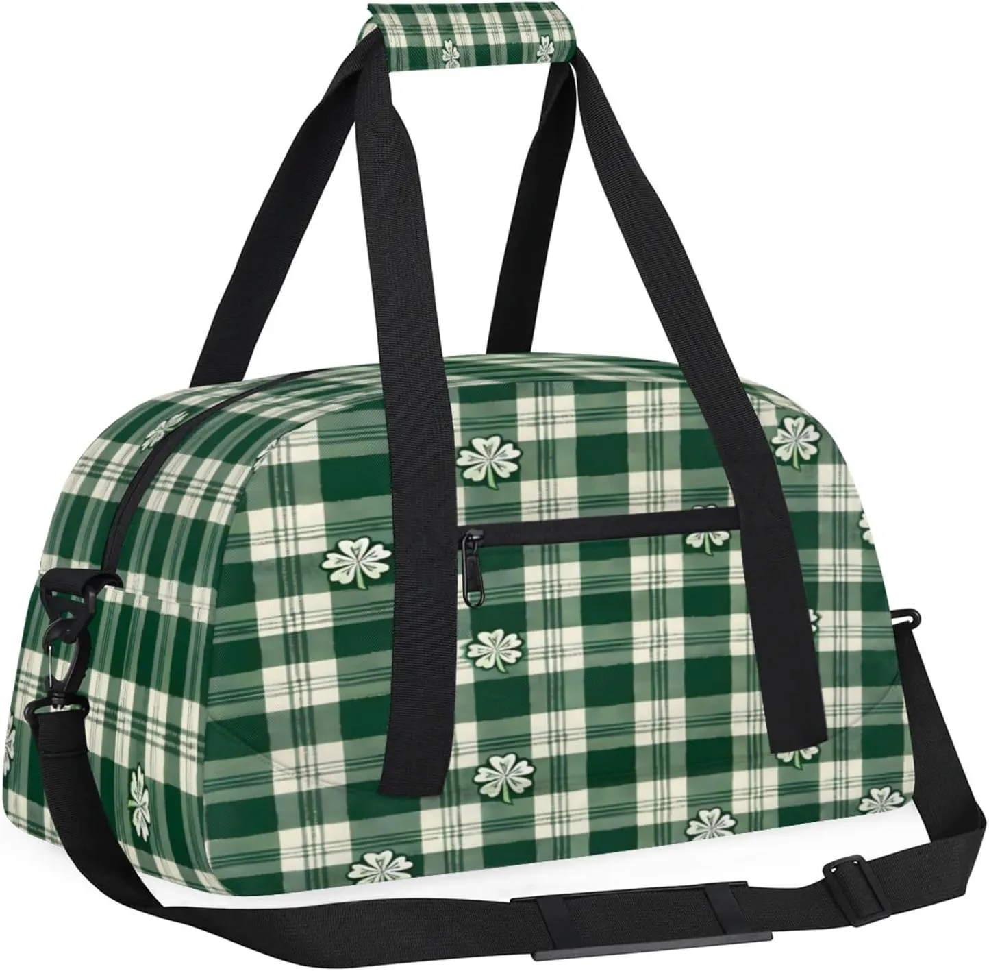 St. Patrick's Day Clover Shamrock Irish Small Gym Bag 18 inch Carry On Duffel Bag for Weekender Travel Sports Workout Yoga Gymnastics Dance Ballet