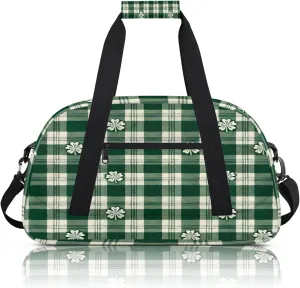 St. Patrick's Day Clover Shamrock Irish Small Gym Bag 18 inch Carry On Duffel Bag for Weekender Travel Sports Workout Yoga Gymnastics Dance Ballet