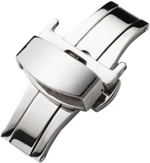 Stainless Steel Watch Clasp Double Press Automatic Belt Butterfly Watch Buckle 18mm 20mm 22mm Watch Accessories(Silver,16mm)