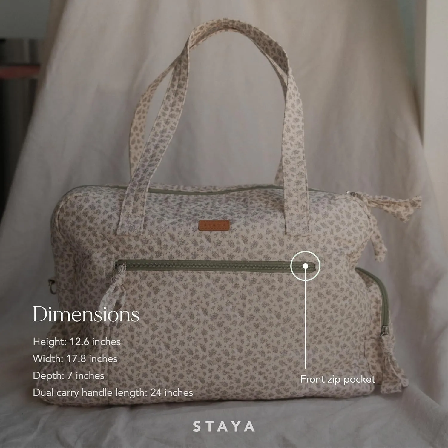 Staya Quilted Duffle Bag - Perfect Travel Companion, Quilted Weekender Bag for Women, (Sweet Pea)