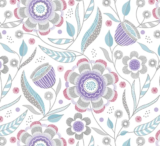 Stitch Garden - Floral Purple/Grey (20cm)