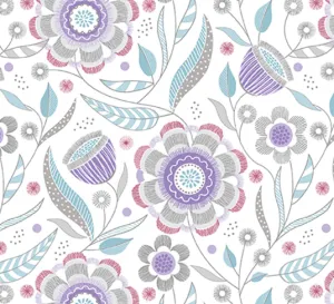 Stitch Garden - Floral Purple/Grey (20cm)