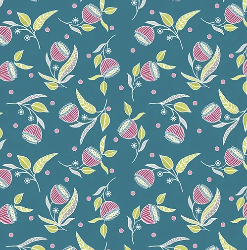 Stitch Garden - Pod Flowers Dark Teal (20cm)