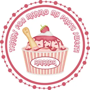 Strawberry Ice Cream Birthday Stickers