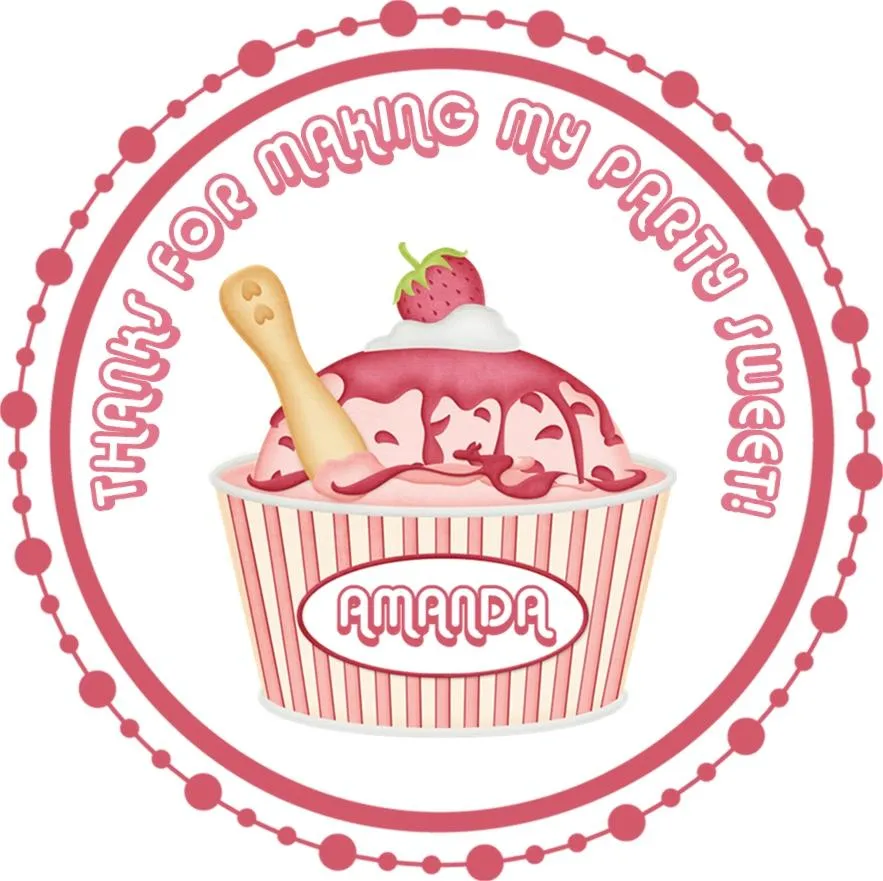 Strawberry Ice Cream Birthday Stickers