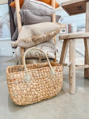 Suede Handle Harvest Basket Sage - Large