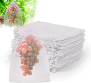 SumDirect 100Pcs 8x12 Inches Organza Gift Party Favor Bags with Drawstring (White Colors)