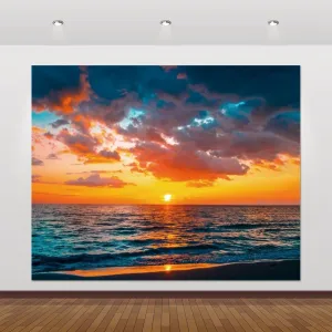 Summer Tropical Hawaiian Beach Backdrop 10x8ft Seaside Sunset Hawaii Luau Aloha Party Banner Decorations Sea Ocean Sky Photography Background for Beach Party Decoration