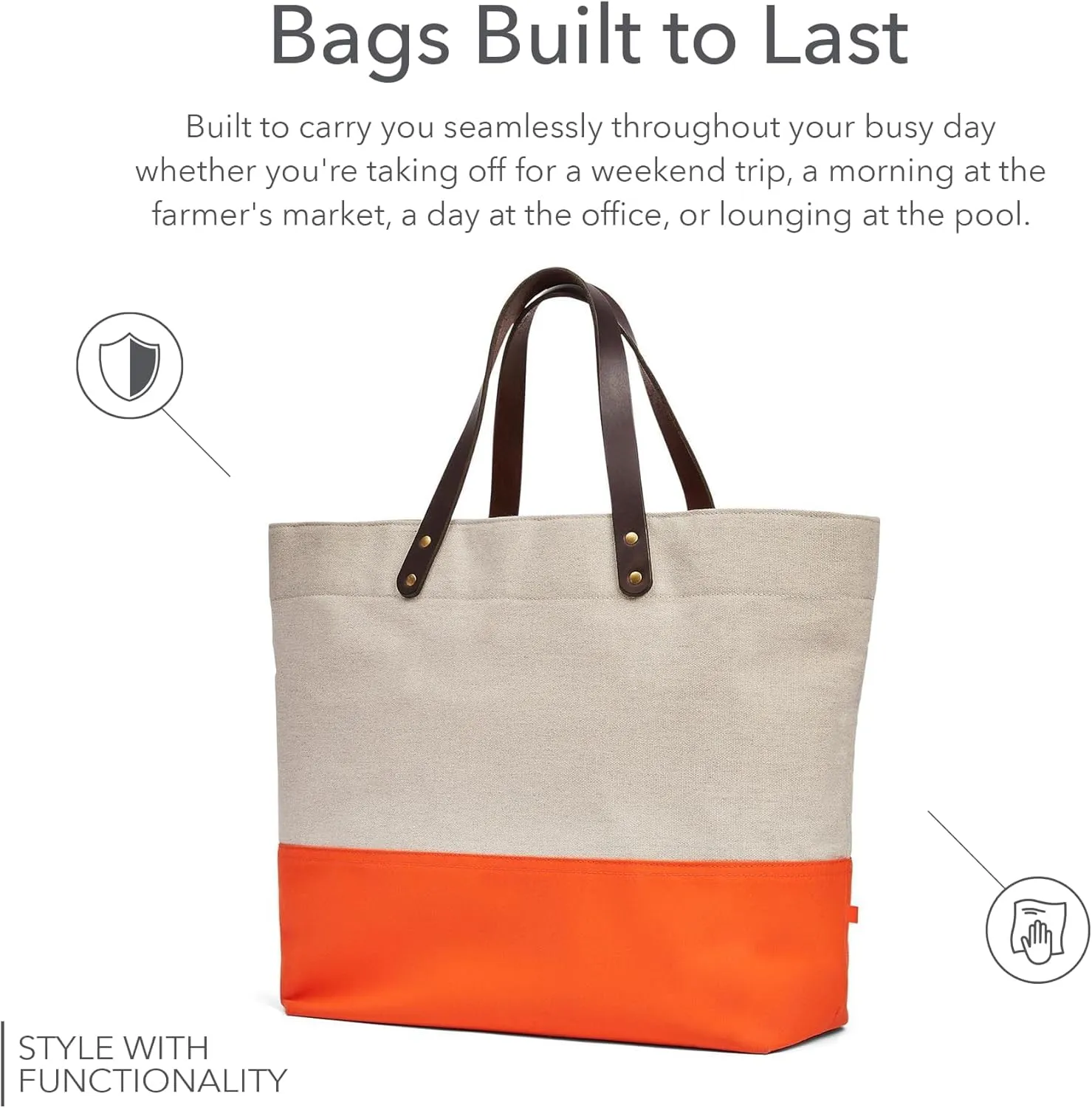 Sunbrella 1961 Tote Bag | Durable, Water & Stain Resistant | Fits 13" Laptop | Recycled Material | For Business & Travel | Sunset